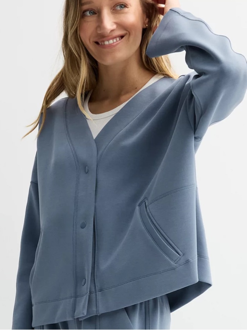 NEW FLX Small Solace Snap Front Cardigan V Neck Sweatshirt NWT